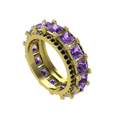 Arwen Tamtur Yüzük - Ametist ve siyah zirkon 18 ayar altın yüzük #sianoi