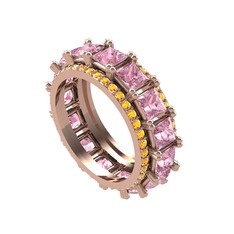 Arwen Tamtur Yüzük - Pembe kuvars ve sitrin 8 ayar rose altın yüzük #tvjtix