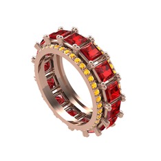 Garnet ve sitrin 8 ayar rose altın yüzük