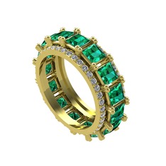 Arwen Tamtur Yüzük - Yeşil kuvars ve swarovski 925 ayar altın kaplama gümüş yüzük #vtr7cb