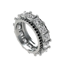 Pırlanta ve siyah zirkon 8 ayar beyaz altın yüzük (4.8 karat)