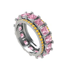 Arwen Tamtur Yüzük - Pembe kuvars ve sitrin 925 ayar gümüş yüzük #y4mic3