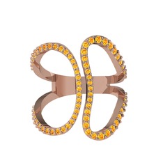 Duo Yüzük - Sitrin 14 ayar rose altın yüzük #11ushl8