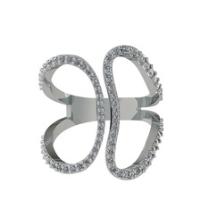 Duo Yüzük - Pırlanta 14 ayar beyaz altın yüzük (0.63 karat) #143990u