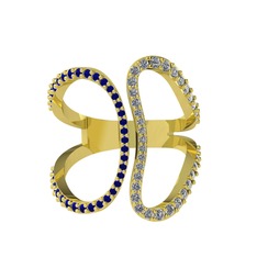 Duo Yüzük - Lab safir ve pırlanta 925 ayar altın kaplama gümüş yüzük (0.36 karat) #155shcj