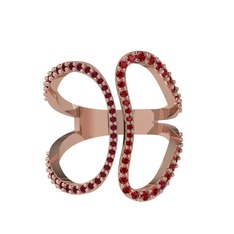Duo Yüzük - Kök yakut ve garnet 8 ayar rose altın yüzük #15hun7h