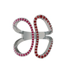 Rodolit garnet ve garnet 14 ayar beyaz altın yüzük