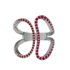 Duo Yüzük - Garnet ve rodolit garnet 8 ayar beyaz altın yüzük #1g1kjzp