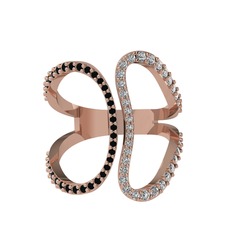Siyah zirkon ve swarovski 18 ayar rose altın yüzük
