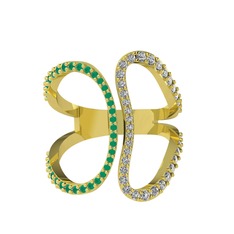 Duo Yüzük - Kök zümrüt ve swarovski 14 ayar altın yüzük #1ixyhqe