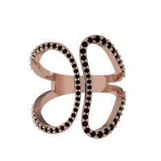 Duo Yüzük - Siyah zirkon 925 ayar rose altın kaplama gümüş yüzük #1j53z7r