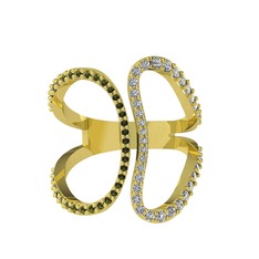 Duo Yüzük - Peridot ve swarovski 14 ayar altın yüzük #1ktjjk7