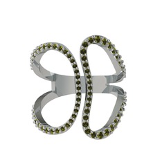 Duo Yüzük - Peridot 18 ayar beyaz altın yüzük #1mmd9cr