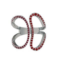 Duo Yüzük - Kök yakut ve garnet 925 ayar gümüş yüzük #1modv69