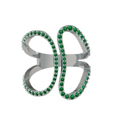 Duo Yüzük - Yeşil kuvars 18 ayar beyaz altın yüzük #1nhkh6k