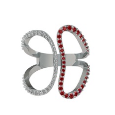 Duo Yüzük - Swarovski ve garnet 8 ayar beyaz altın yüzük #1o4cd3c