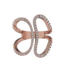 Duo Yüzük - Swarovski ve beyaz zirkon 925 ayar rose altın kaplama gümüş yüzük #1oo04q0