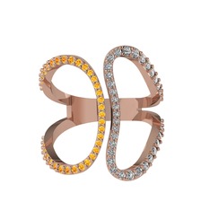 Duo Yüzük - Sitrin ve swarovski 14 ayar rose altın yüzük #1ptqv0t