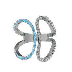 Duo Yüzük - Akuamarin ve swarovski 925 ayar gümüş yüzük #1qvdb9z