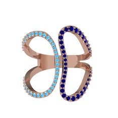 Duo Yüzük - Akuamarin ve lab safir 14 ayar rose altın yüzük #1tz5jwf