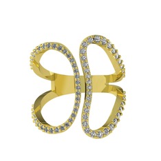 Duo Yüzük - Pırlanta ve swarovski 18 ayar altın yüzük (0.27 karat) #1ujiewl