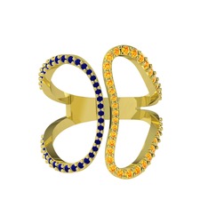 Duo Yüzük - Lab safir ve sitrin 8 ayar altın yüzük #1v7hh77