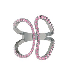 Duo Yüzük - Pembe kuvars 925 ayar gümüş yüzük #28rbib