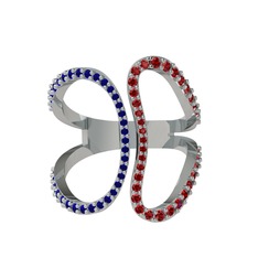 Lab safir ve garnet 925 ayar gümüş yüzük