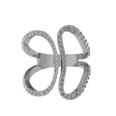 Duo Yüzük - Swarovski ve pırlanta 925 ayar gümüş yüzük (0.36 karat) #5lsbzz