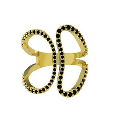 Duo Yüzük - Siyah zirkon 8 ayar altın yüzük #bai9m3