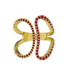 Garnet ve rodolit garnet 18 ayar altın yüzük