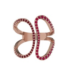 Kök yakut ve rodolit garnet 8 ayar rose altın yüzük