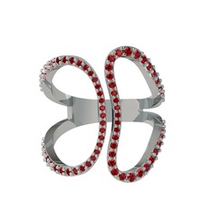 Duo Yüzük - Garnet 18 ayar beyaz altın yüzük #ha11fo