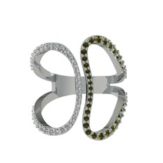 Duo Yüzük - Swarovski ve peridot 925 ayar gümüş yüzük #hn3bsa