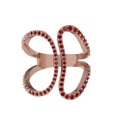 Duo Yüzük - Garnet 8 ayar rose altın yüzük #i0tkxl