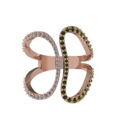 Duo Yüzük - Pırlanta ve peridot 14 ayar rose altın yüzük (0.27 karat) #iiqtwv