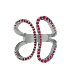 Kök yakut ve rodolit garnet 18 ayar beyaz altın yüzük