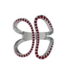 Duo Yüzük - Kök yakut 925 ayar gümüş yüzük #m7jju3