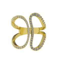 Duo Yüzük - Swarovski ve pırlanta 18 ayar altın yüzük (0.36 karat) #pdf720