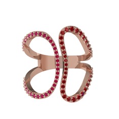 Rodolit garnet ve garnet 925 ayar rose altın kaplama gümüş yüzük