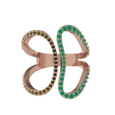 Duo Yüzük - Peridot ve kök zümrüt 18 ayar rose altın yüzük #rurwy6