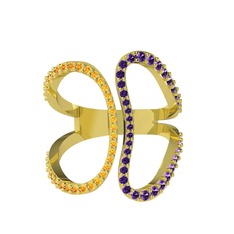 Sitrin ve ametist 14 ayar altın yüzük