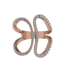 Duo Yüzük - Pırlanta ve beyaz zirkon 925 ayar rose altın kaplama gümüş yüzük (0.27 karat) #svnm4r