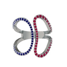 Duo Yüzük - Lab safir ve rodolit garnet 925 ayar gümüş yüzük #vcuws8