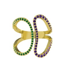 Duo Yüzük - Yeşil kuvars ve ametist 18 ayar altın yüzük #vusfoq