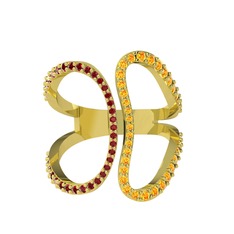 Duo Yüzük - Garnet ve sitrin 14 ayar altın yüzük #z28q9e