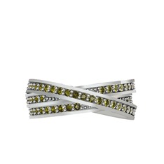 Etna Tamtur Yüzük - Peridot 14 ayar beyaz altın yüzük #ih40tq