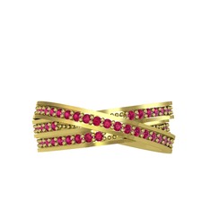 Rodolit garnet 18 ayar altın yüzük