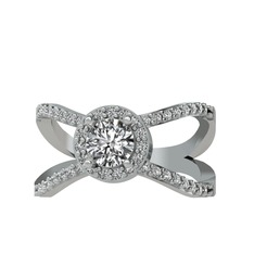 Aero Yüzük - Pırlanta ve swarovski 8 ayar beyaz altın yüzük (0.5 karat) #10s5h3w