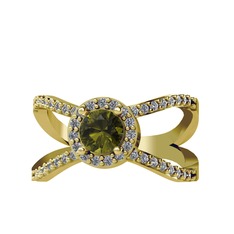 Aero Yüzük - Peridot ve pırlanta 18 ayar altın yüzük (0.4136 karat) #12iexu6